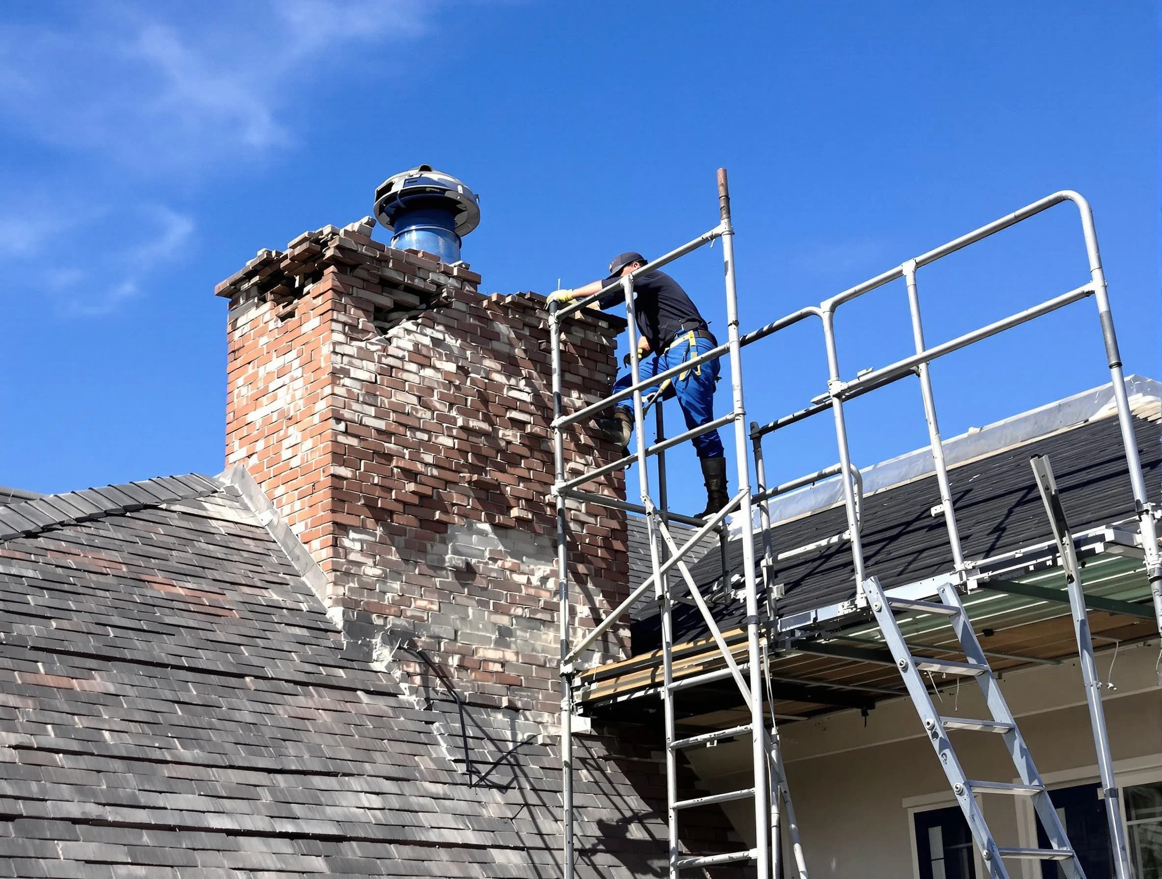 Rebuilding a chimney structure by Kimberly Chimney Sweep in Kimberly, AL