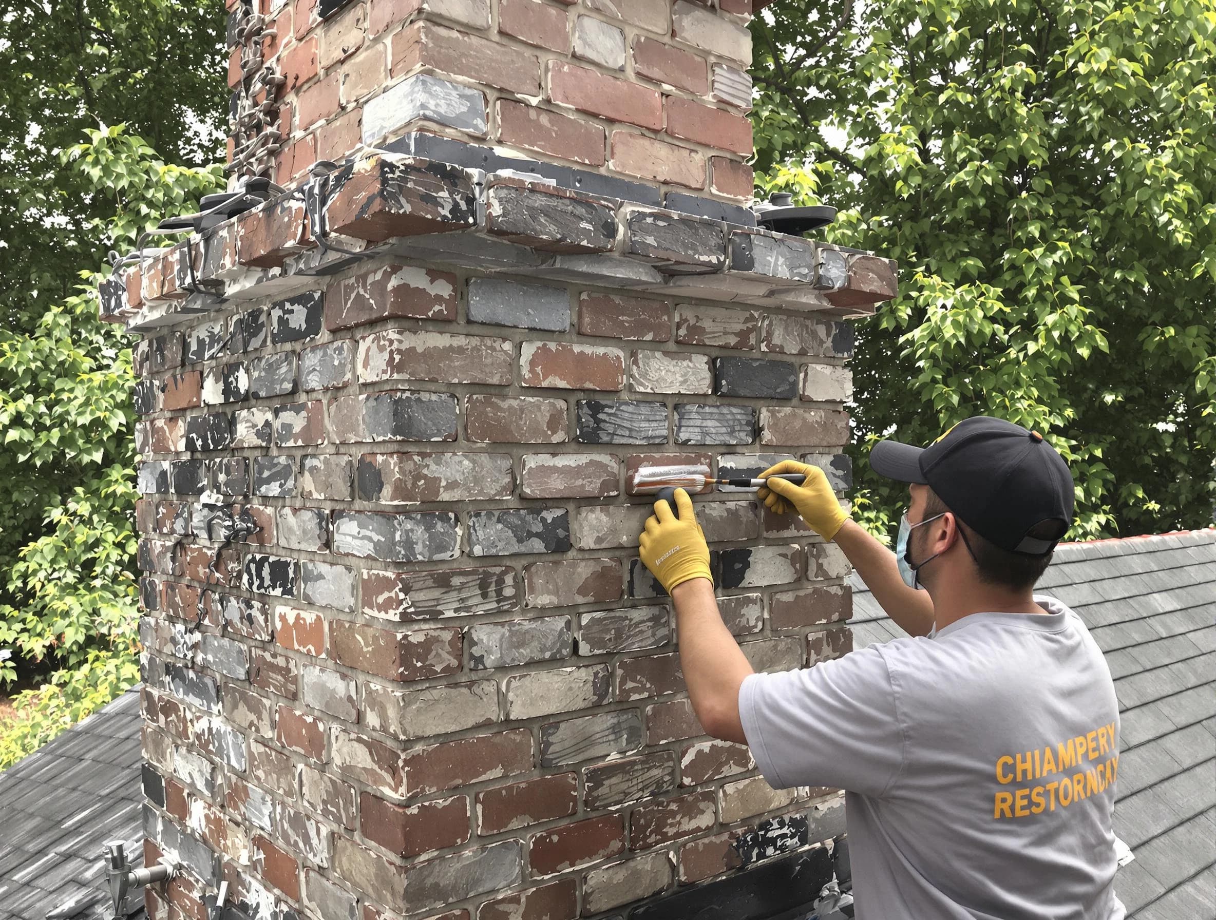 In-progress chimney restoration by Kimberly Chimney Sweep in Kimberly, AL