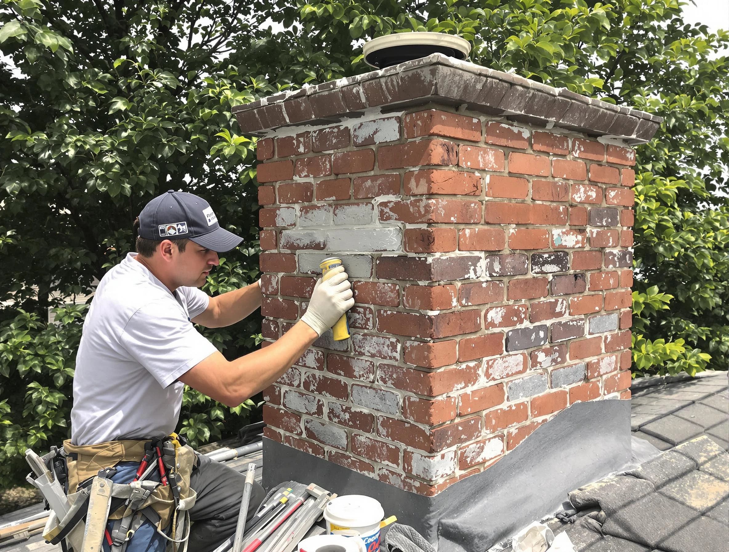 Kimberly Chimney Sweep restoring an aging chimney in Kimberly, AL