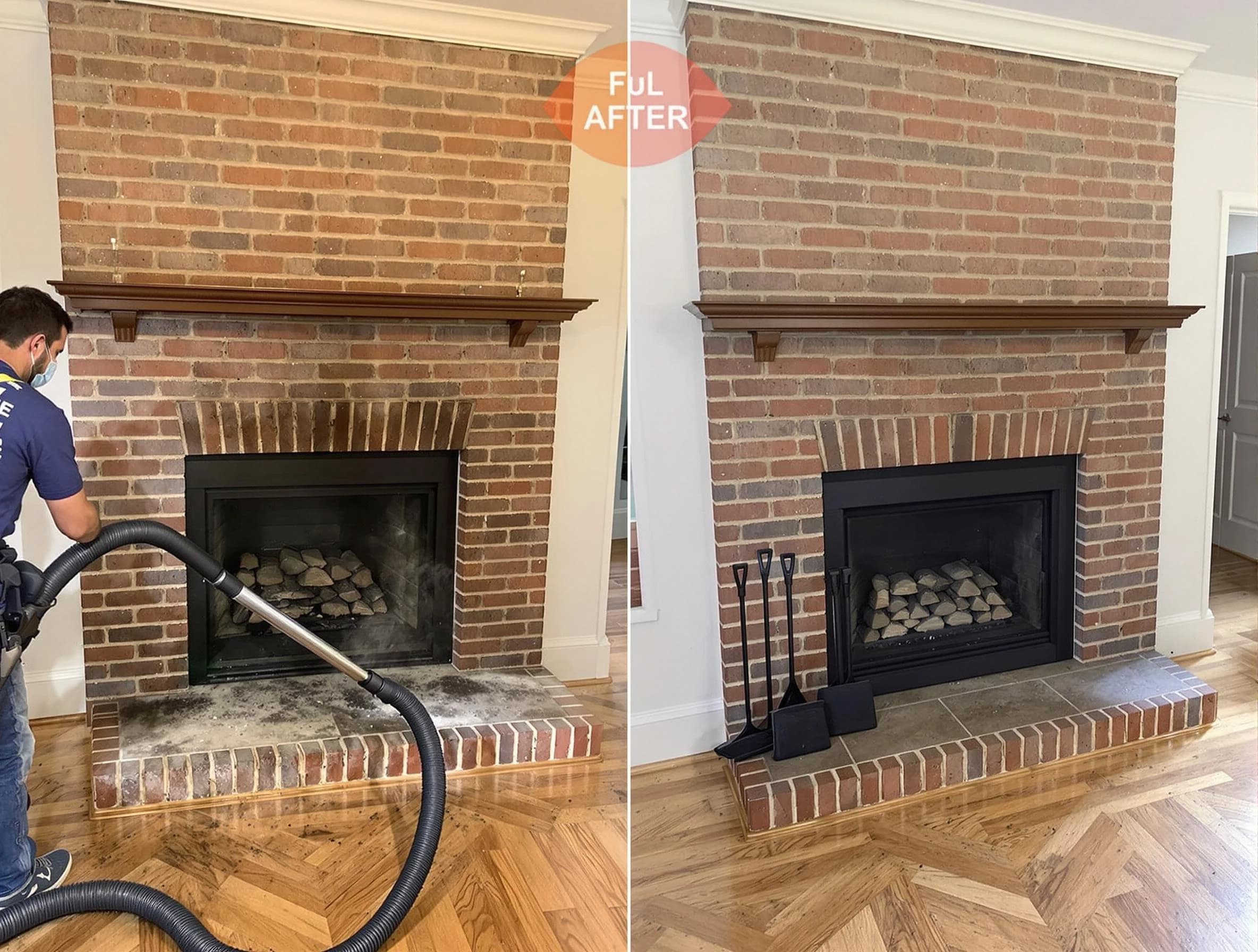 Kimberly Chimney Sweep carefully sanitizing a fireplace in Kimberly, AL