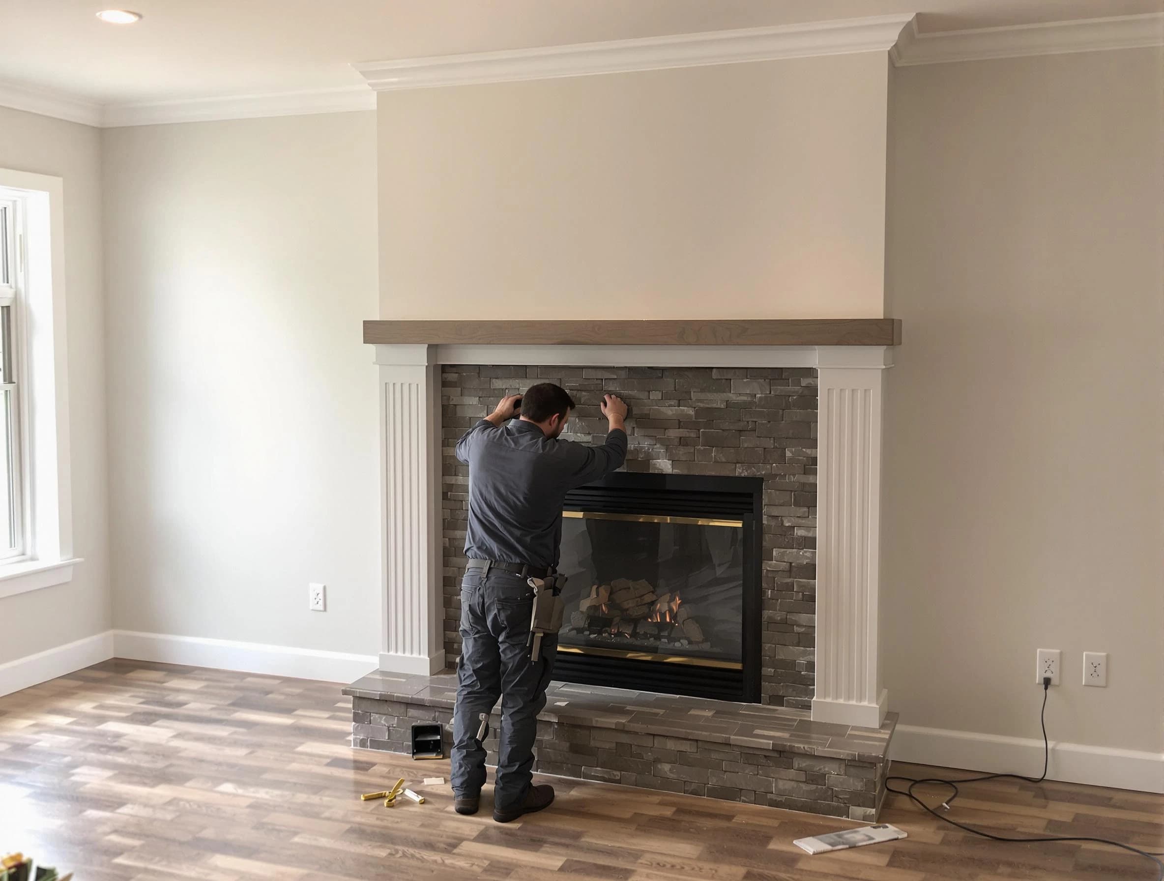 Kimberly Chimney Sweep finishing a custom fireplace install in Kimberly, AL