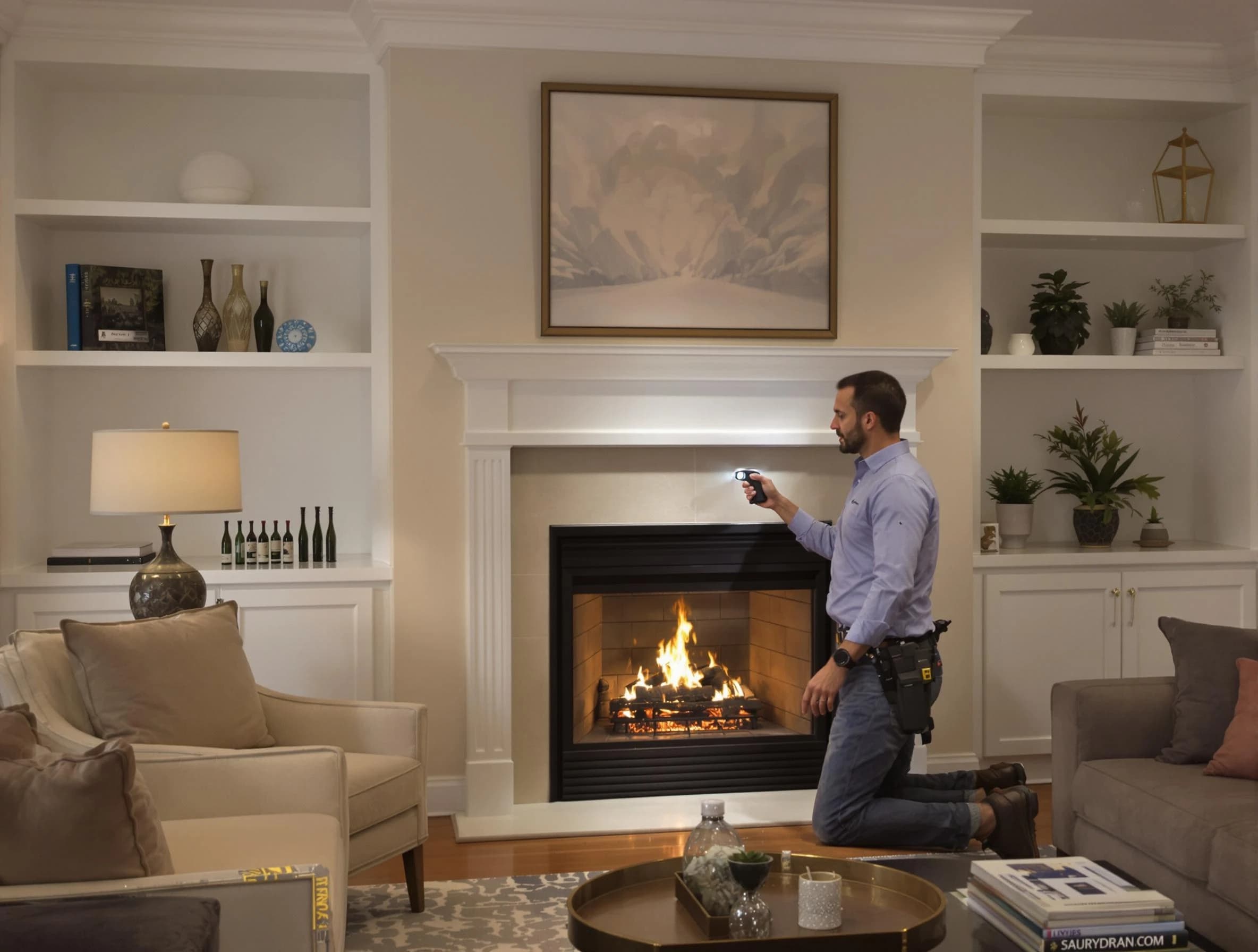 Kimberly Chimney Sweep conducting a fireplace safety inspection in Kimberly, AL