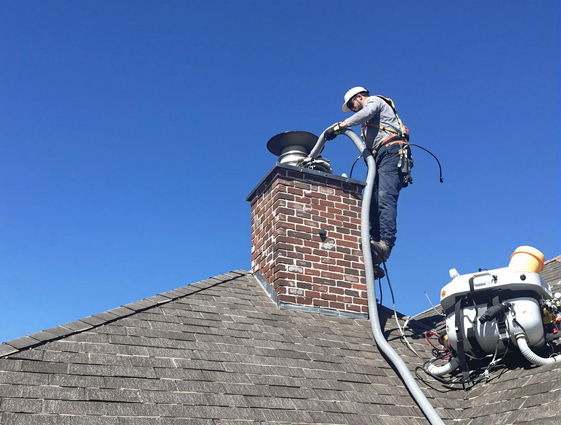 Dedicated Kimberly Chimney Sweep team member cleaning a chimney in Kimberly, AL