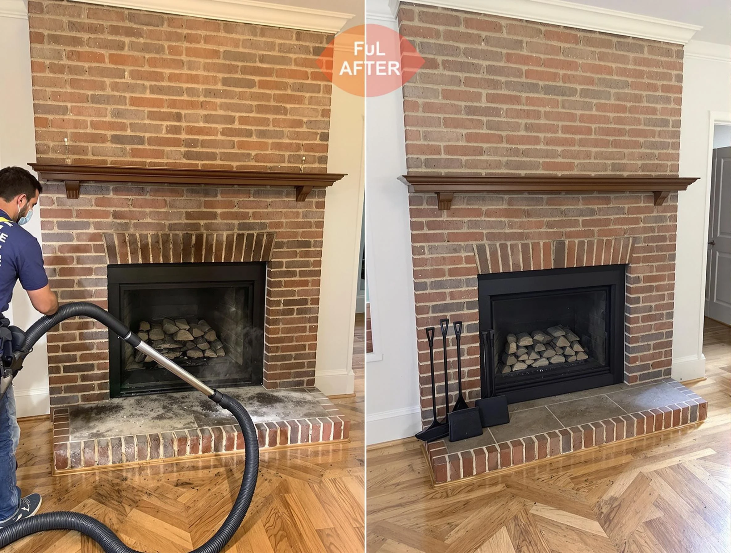 Kimberly Chimney Sweep carefully sanitizing a fireplace in Kimberly, AL